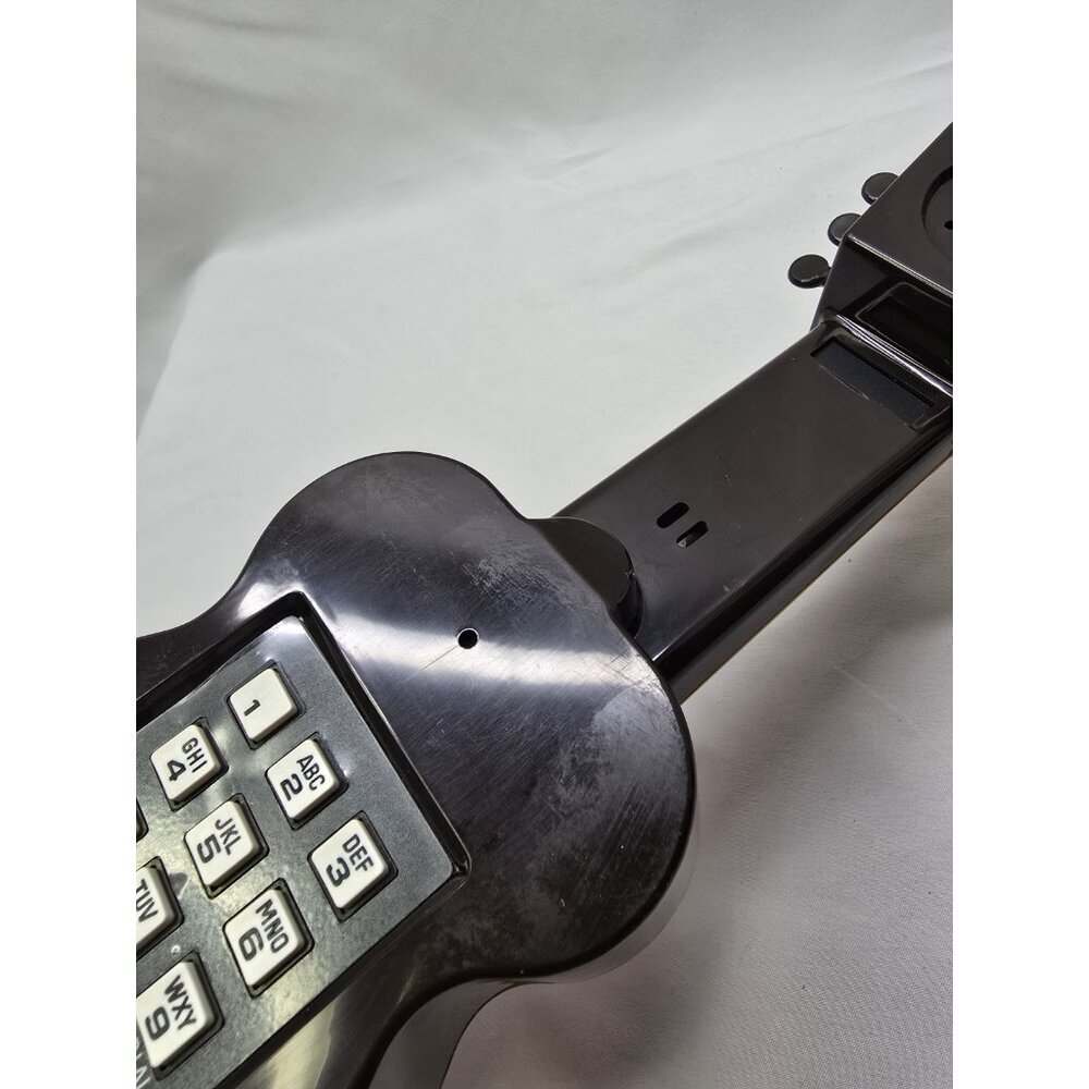 Vintage Guitar Shape Telephone by Curtis, Brown Touch Tone Corded Novelty Phone - Picture 8 of 9